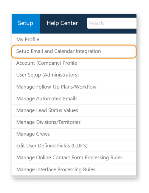Step 1.1 - Select Email and Calendar Integration