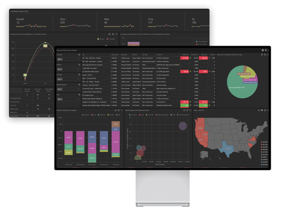 ContractorBI’s executive and workforce dashboards give you the data you need to track performance and protect your bottom line.