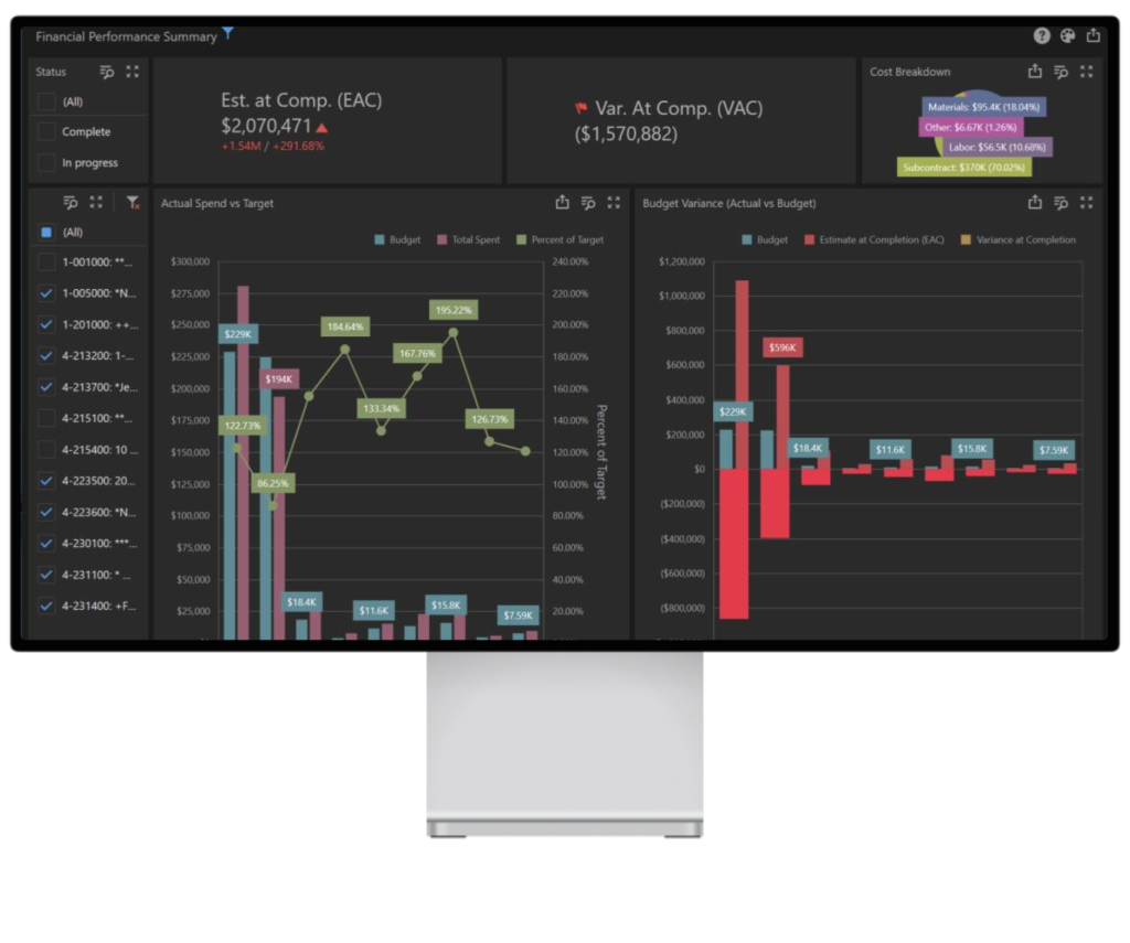 Financial Health & Performance Dashboard in ContractorBI