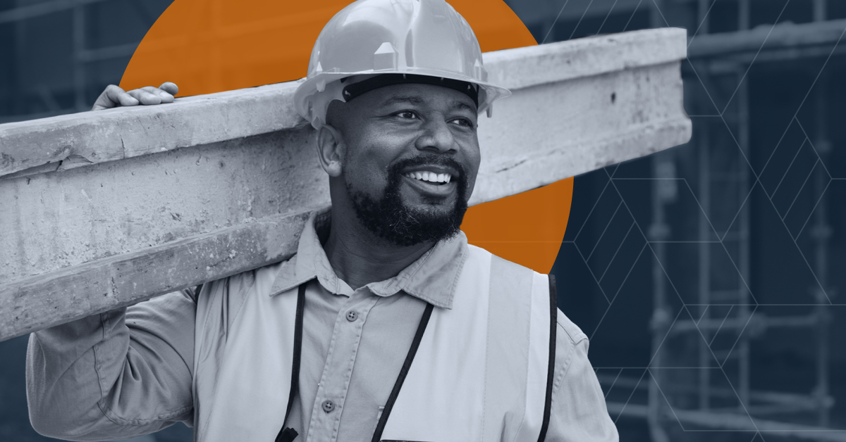 A specialty contractor construction worker in a service-oriented trade carries material